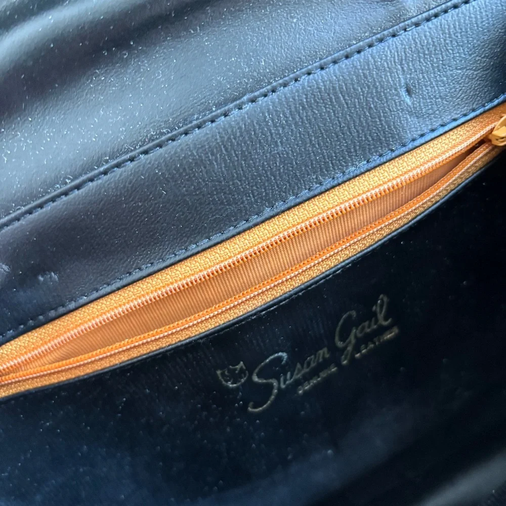 Susan Gail Vintage 1960s Black Patent Leather Bamboo Handle Purse - Picture 8 of 12